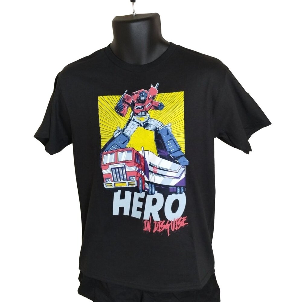 Transformers Boys 16 to 18 Black Optimus Prime Hero in Disguise T-Shirt New